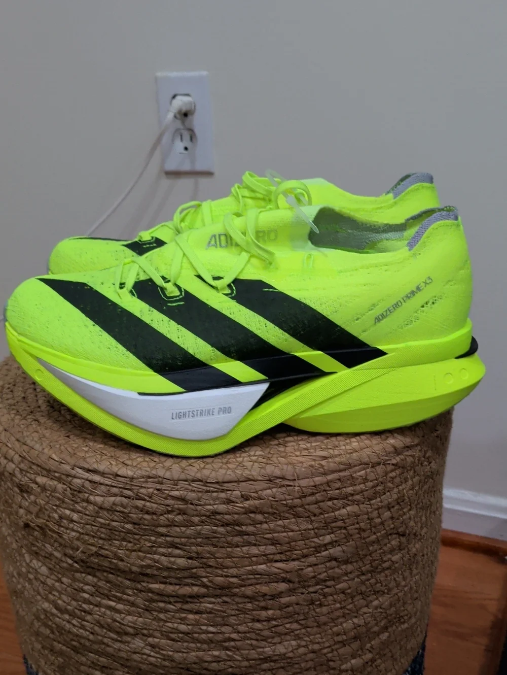 adidas adizero Men's Prime X3 Neon Yellow . Size 9.5, New and Unused.